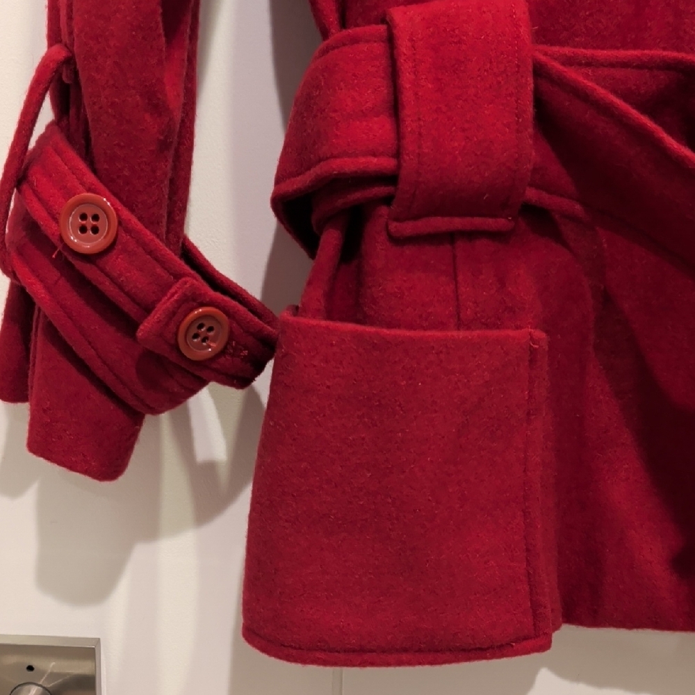 Women's Raspberry Colored Double-Breasted Coat - image 6